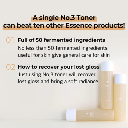 NUMBUZIN No.3 Super Glowing Essence Toner 200ml + Cotton Pads